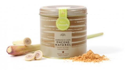 Boite d'encens naturel poudre de cade et citronnelle