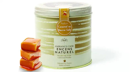 Boite d'encens naturel caramel et bois de cade