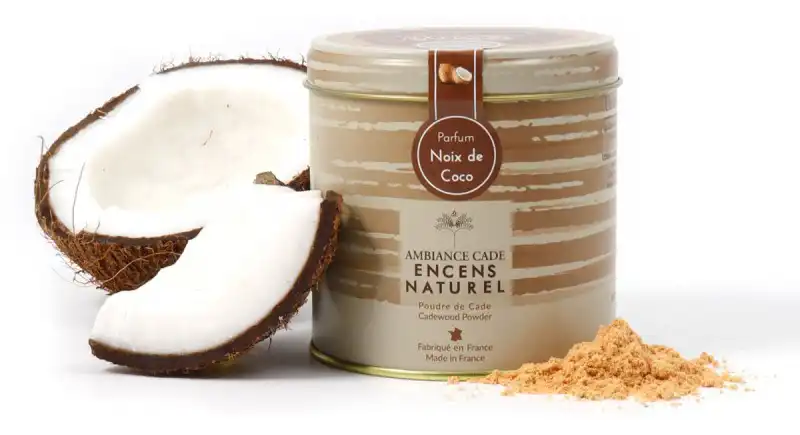 Boite d'encens naturel noix de coco et bois de cade 