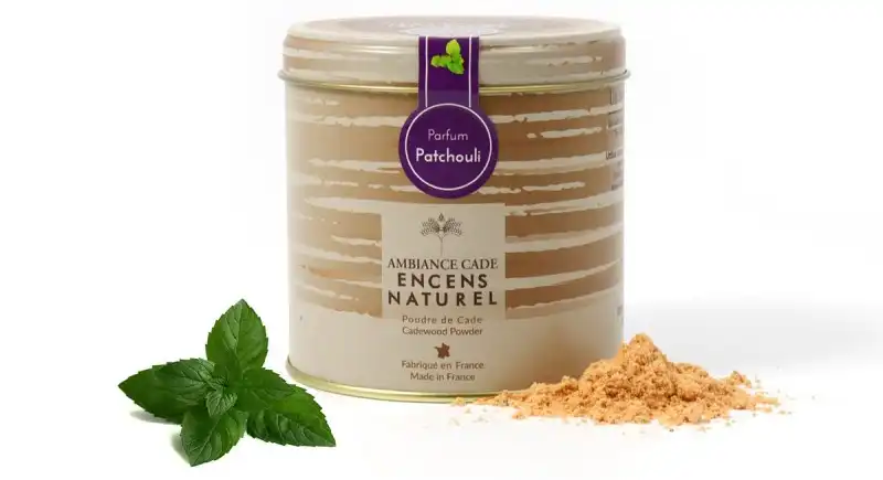 Boite d'encens naturel patchouli et bois de cade 