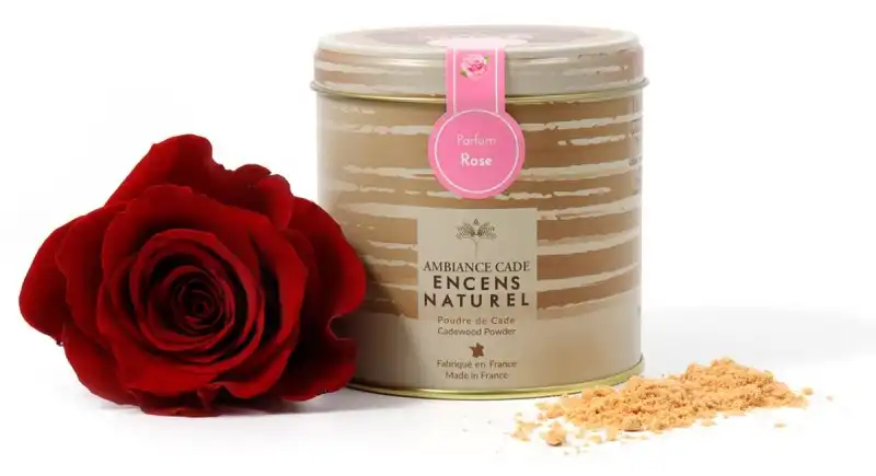 Boite d'encens naturel rose et bois de cade 